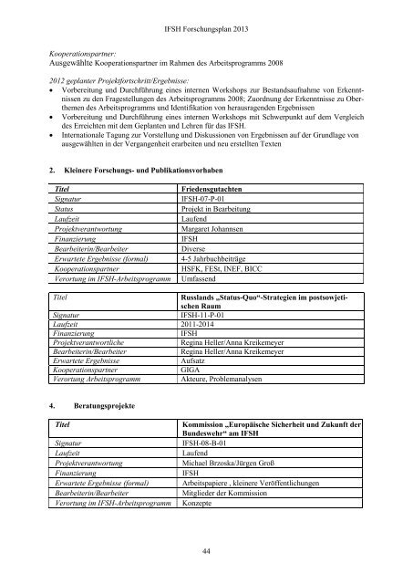 Forschungsplan 2013 final.pdf - IFSH