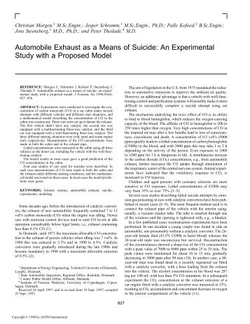 Automobile exhaust as a means of suicide: an experimental ... - Library