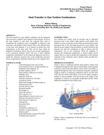 Heat Transfer in Gas Turbine Combustors - Värmeöverföring