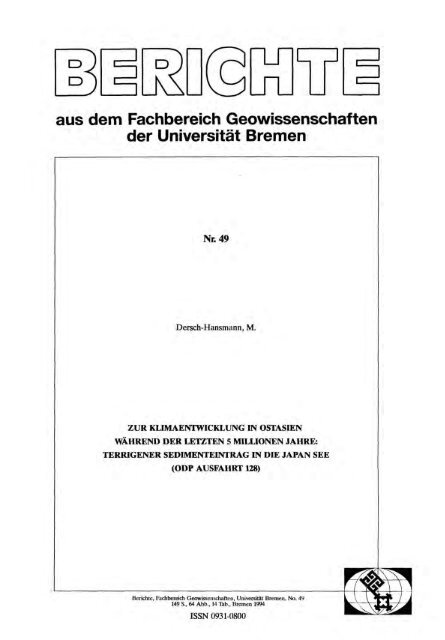 aus dem Fachbereich Geowissenschaften der Universität ... - E-LIB