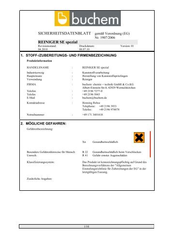 SDBL REINIGER SE spezial 2010-1 - Buchem Chemie + Technik ...