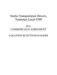 Commercial Location Manager Scout Contract - Teamsters Local 399