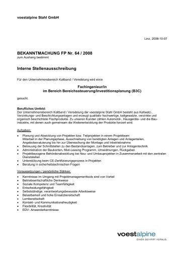 BEKANNTMACHUNG FP Nr. 64 / 2008 Interne ... - HTL Braunau