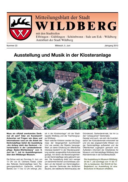 Ausstellung und Musik in der Klosteranlage - Wildberg