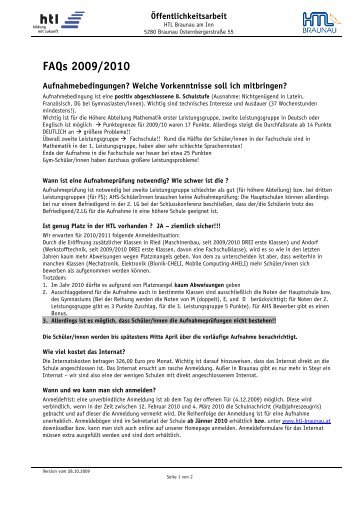 FAQs 2009/2010 - HTL Braunau