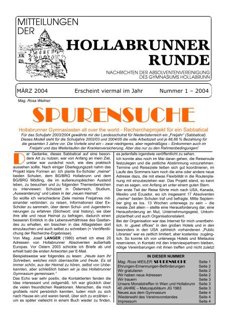 Mitteilungen der Hollabrunner Runde 1-2004