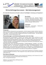 Wirtschaftsingenieurwesen - Betriebsmanagement - HTL Vöcklabruck
