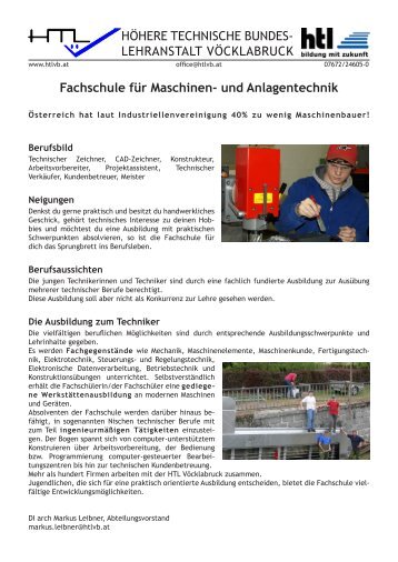 Fachschule für Maschinen- und Anlagentechnik ... - HTL Vöcklabruck