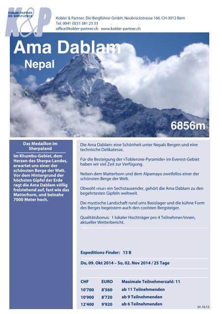 Ama Dablam - Hauser Exkursionen