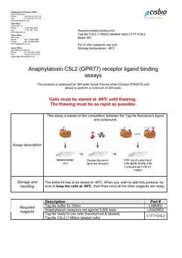 110218 Protocole starter packs - Cisbio Bioassays
