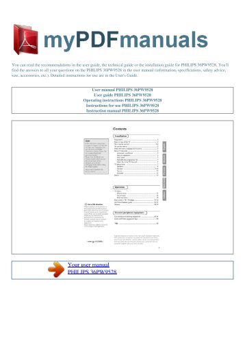 User manual PHILIPS 36PW9528 - mypdfmanuals.com