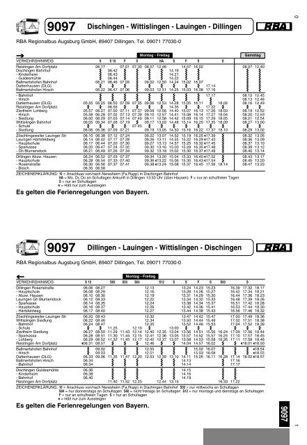 9097 Dischingen - Wittislingen - Lauingen - Dillingen 9097 Dillingen ...