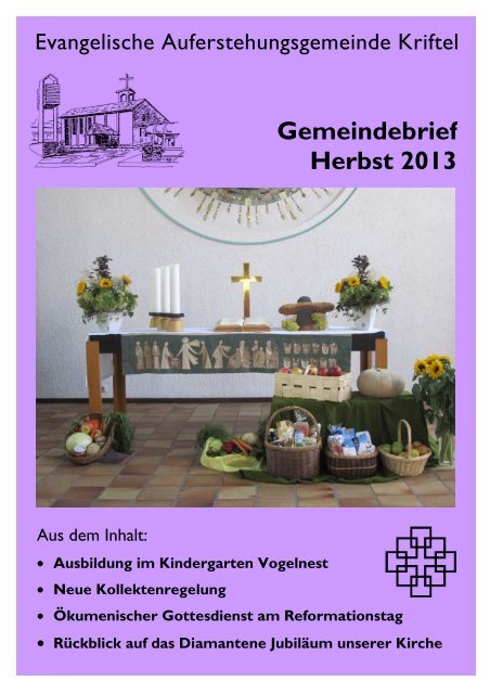 Gemeindebrief Herbst 2013 - Evangelische ...