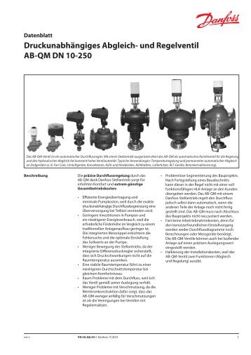 Druckunabhängiges Abgleich- und Regelventil AB-QM ... - Danfoss