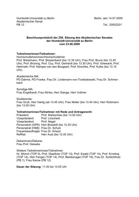 Protokoll des AS - Humboldt-UniversitÃ¤t zu Berlin