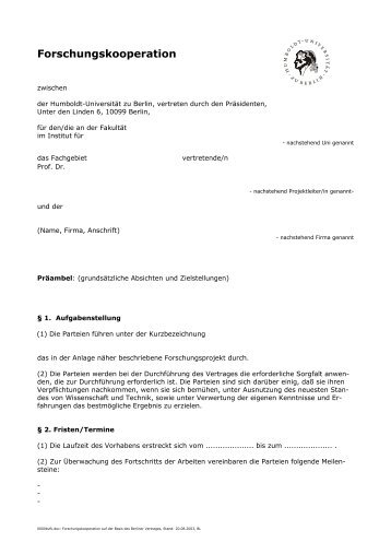 Forschungs- und Entwicklungsvertrag - HU Berlin