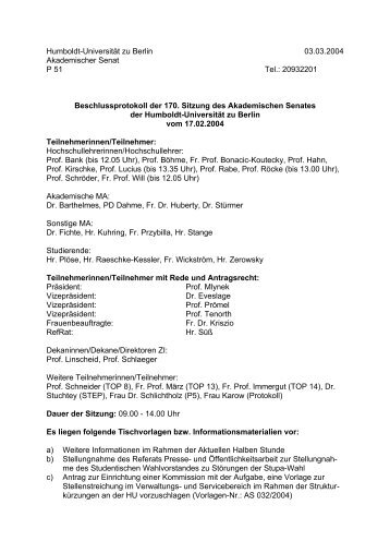 Protokoll des AS - Humboldt-UniversitÃ¤t zu Berlin