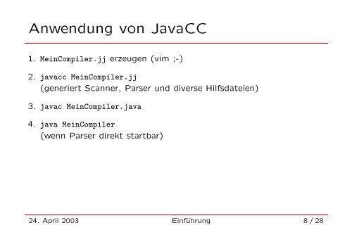 Java Compiler Compiler (JavaCC)