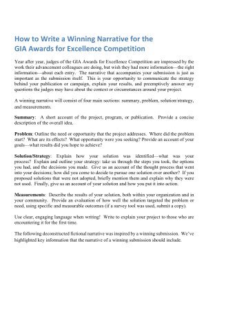 How to Write a Winning Narrative for the GIA Awards for ... - AAMC