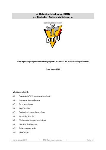 Datenbankordnung - Deutsche Taekwondo Union