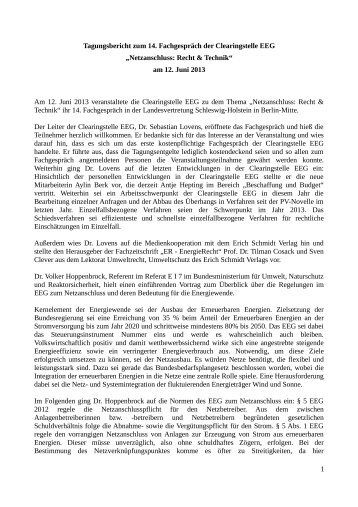 Tagungsbericht - clearingstelle-eeg.de