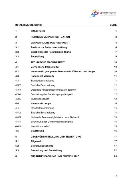 Machbarkeitsstudie zur Einrichtung eines ... - Engelskirchen