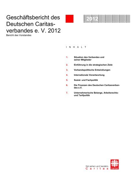 Geschäftsbericht des Deutschen Caritasverbandes 2012
