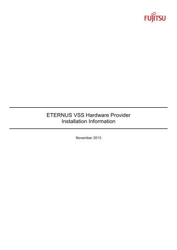 ETERNUS VSS Hardware Provider Installation Information - Fujitsu