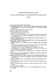 Bibliographie der Solothurner Geschichtsliteratur 1969