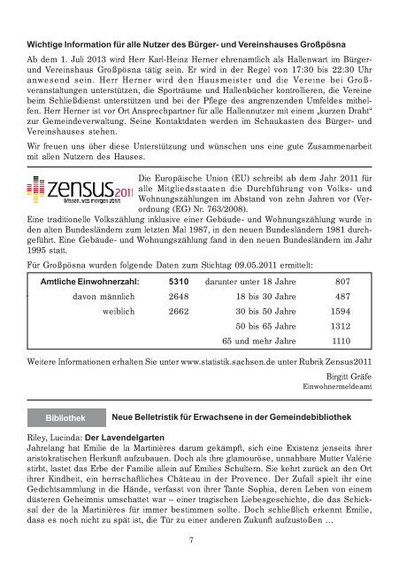 AMTSBLATT DER GEMEINDE GROSSPÖSNA - in Grosspösna