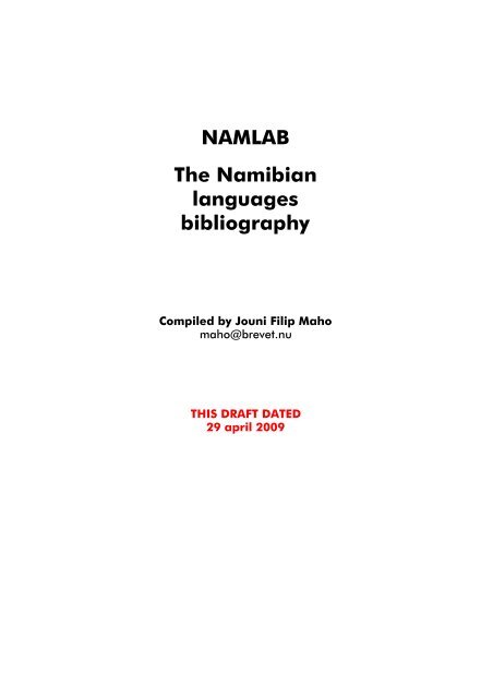 NAMLAB The Namibian languages bibliography - Glocalnet.net