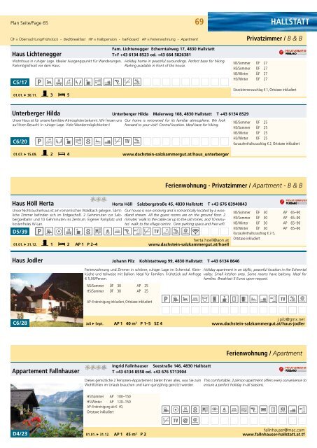 Unterkunftsverzeichnis Hallstatt - Dachstein Salzkammergut