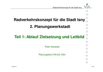Präsentation 2. Planwerkstatt Radverkehr am ... - in Isny im Allgäu