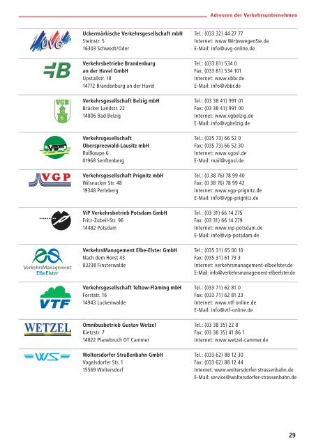 VBB-Informationen Impressum 2 Vorwort 5 VBB-Fahrgastinformation ...