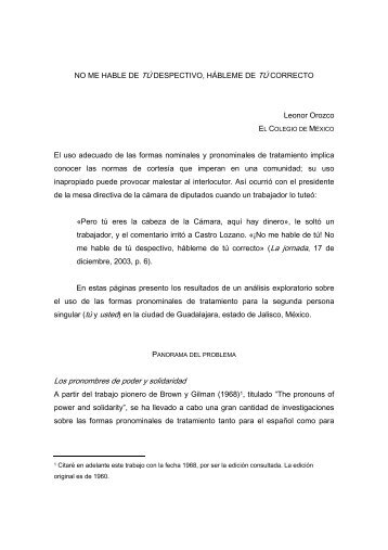 La jornada Los pronombres de poder y solidaridad