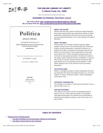 Johannes Althusius: Politica - Hubertlerch.com - HubertLerch.com