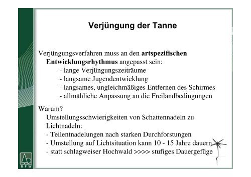 Die waldbauliche Bedeutung der Tanne - BFW