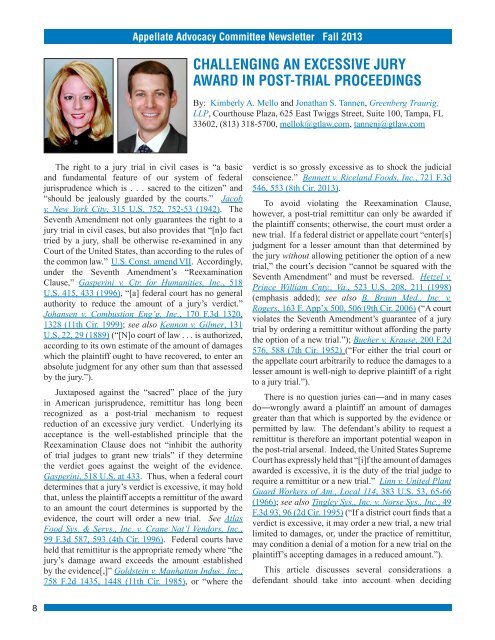 Appellate Advocacy Fall 2013 Newsletter No Reg - Greenberg ...