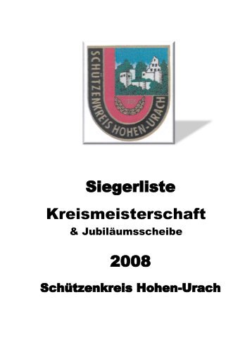 Ergebnisse Kreismeisterschaften 2008 - SV Hubertus Metzingen