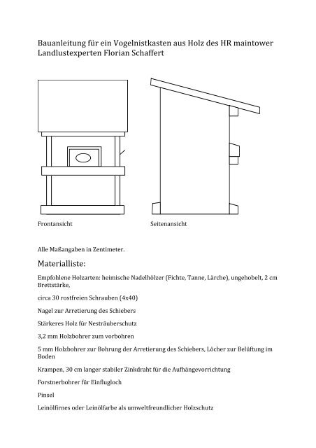 Nistkasten-Bauanleitung