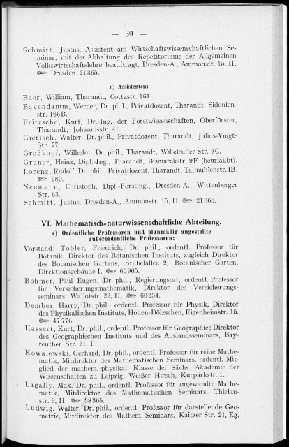Personalverzeichnis Wintersemester 1929/30
