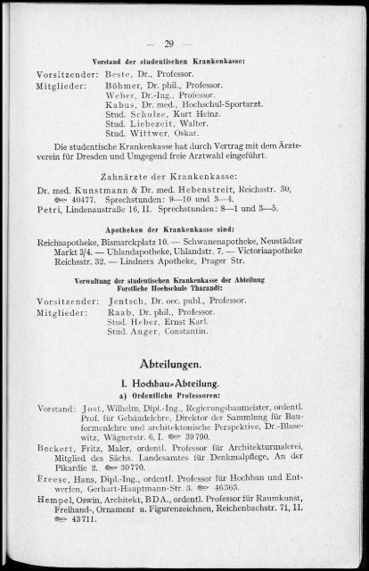 Personalverzeichnis Sommersemester 1930