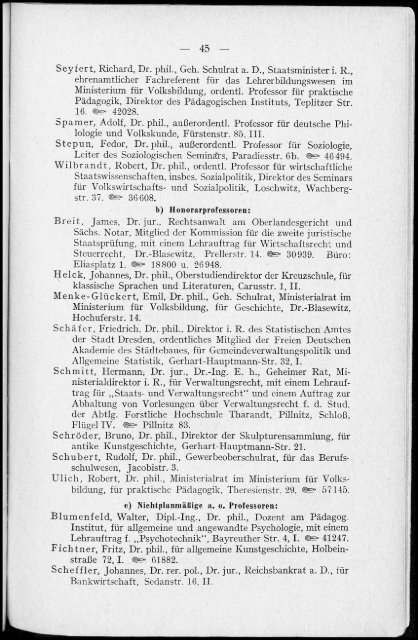 Personalverzeichnis Sommersemester 1930