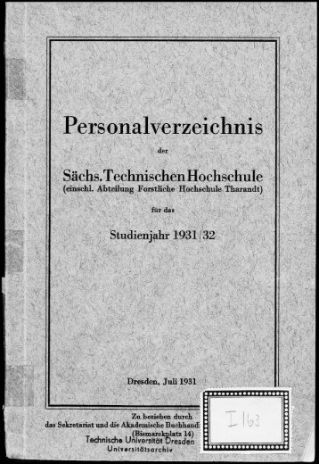 Personalverzeichnis Studienjahr 1931/32