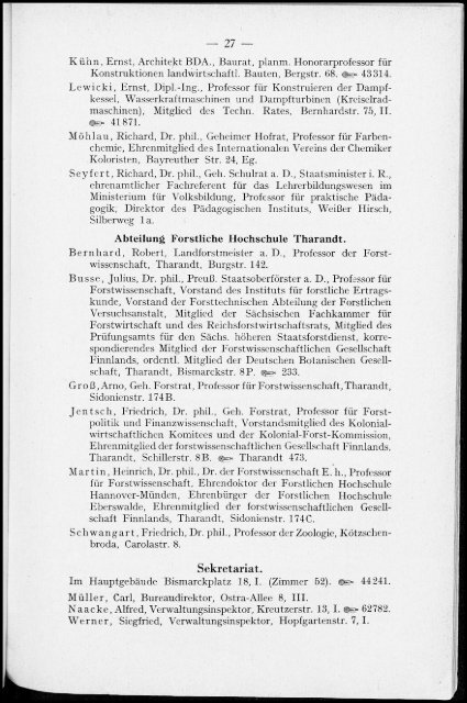 Personalverzeichnis Studienjahr 1931/32