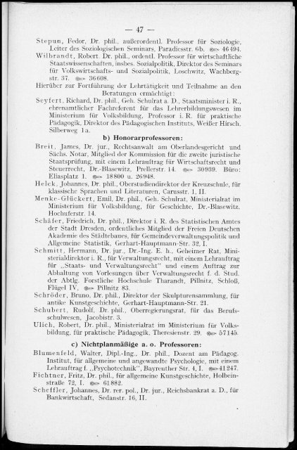 Personalverzeichnis Studienjahr 1931/32