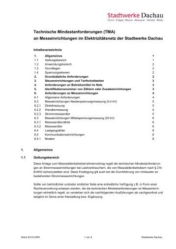 Technische Mindestanforderungen Messwesen Strom - Stadtwerke ...