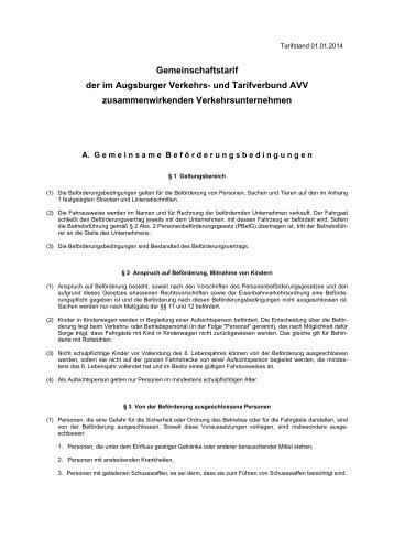 Gemeinschaftstarif der im Augsburger Verkehrs- und Tarifverbund ...