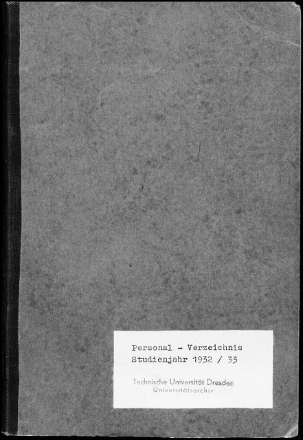 Personalverzeichnis Studienjahr 1932/33