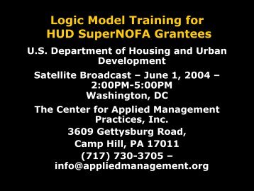 Logic Model Training for HUD SuperNOFA Grantees